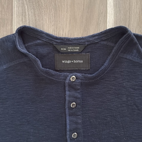 Wings+Horns 1x1 Slub Henley s/s - Picture 2 of 5